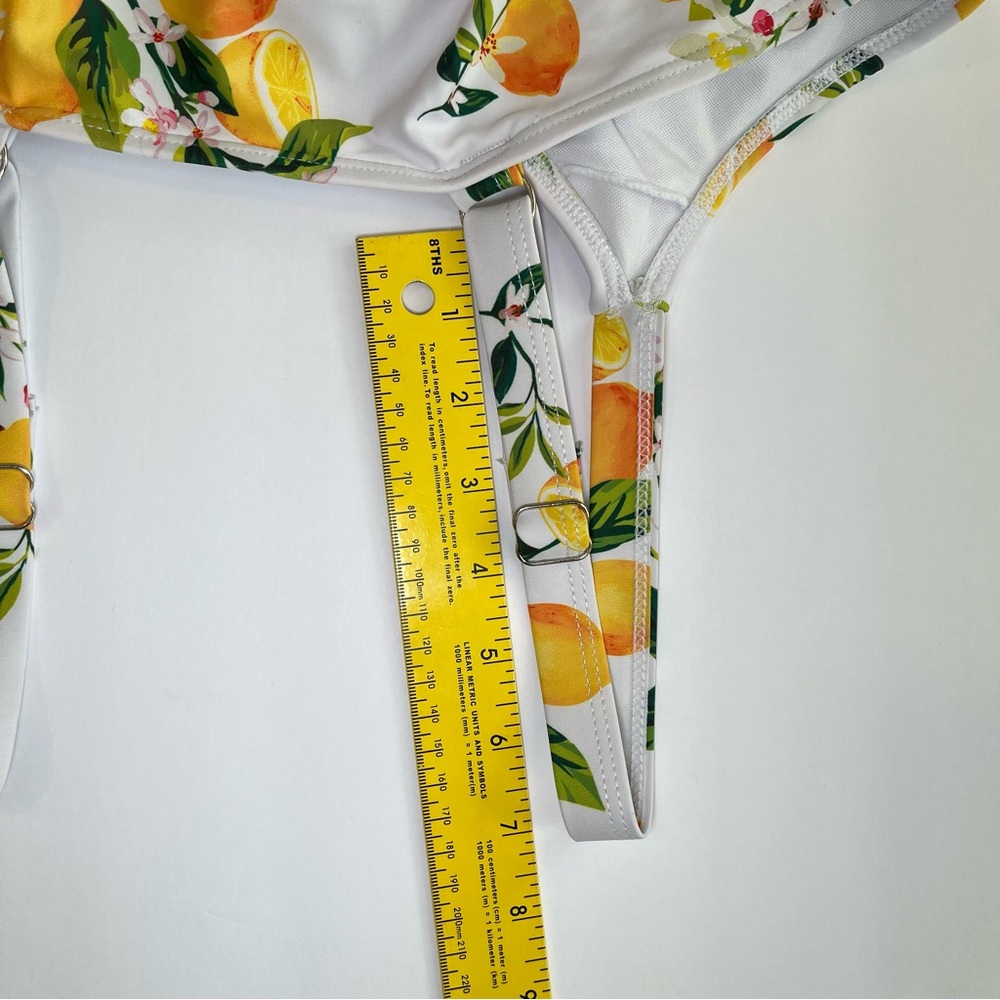Swimsuit Lemon Print Tankini with Yellow Shorts Summer, Ruffles, Adjustable - Picture 8 of 14